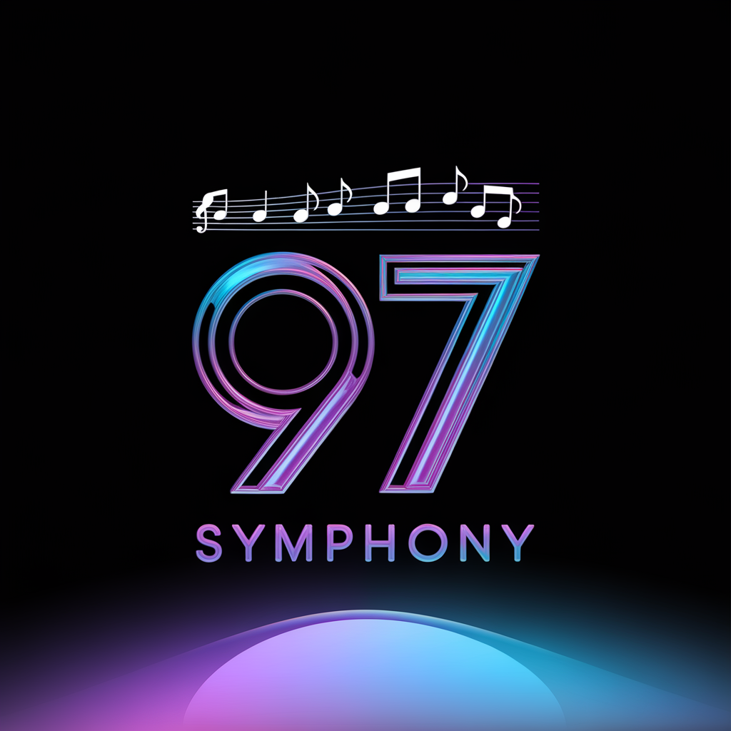 design sleek professional modern metalic 3d logo tiktok industry named "97" slogan named "symphony"
    full color